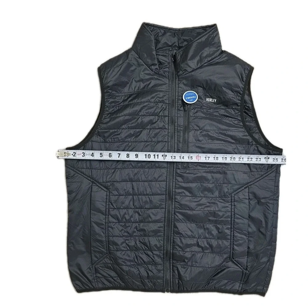 Hurley Men's Green And Black Quilted Vest with Zip Pockets Size‎ XL